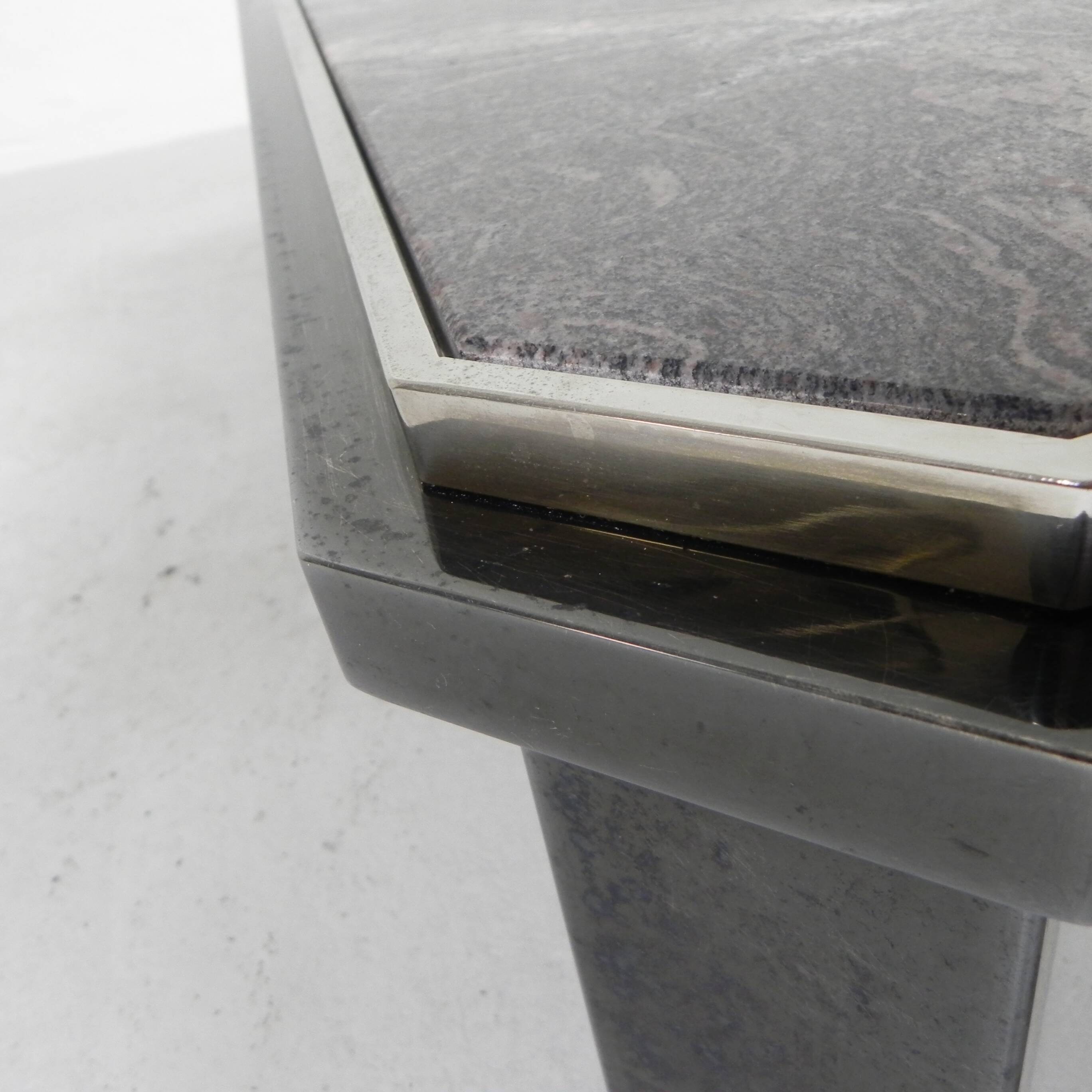 Fedam coffee table, hollywood regency, marble in steel frame