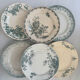 Lot of 6 green ironstone plates, antique French faience.