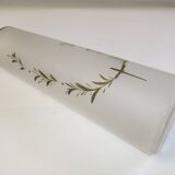 Old art nouveau vase frosted glass cylinder leaf decoration