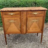 Marquetry and marble sideboard