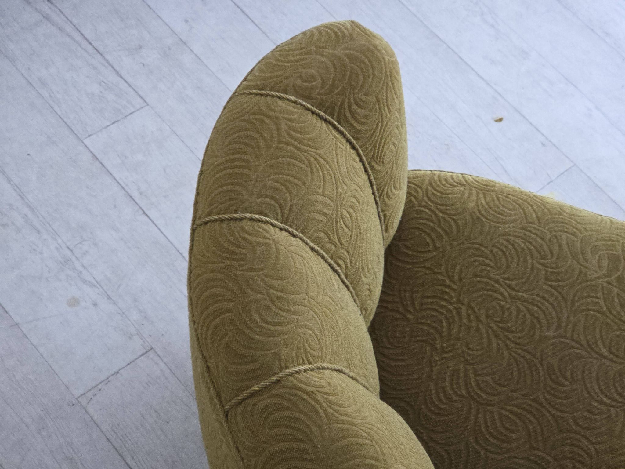 1960s, Danish 2-seater "Banana" sofa, furniture velour, beech wood.