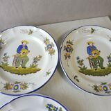 Lot of old plates, Decoration Rouen / peasant, St Clement PD