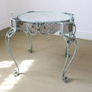 Wrought iron pedestal table mirror top 1930