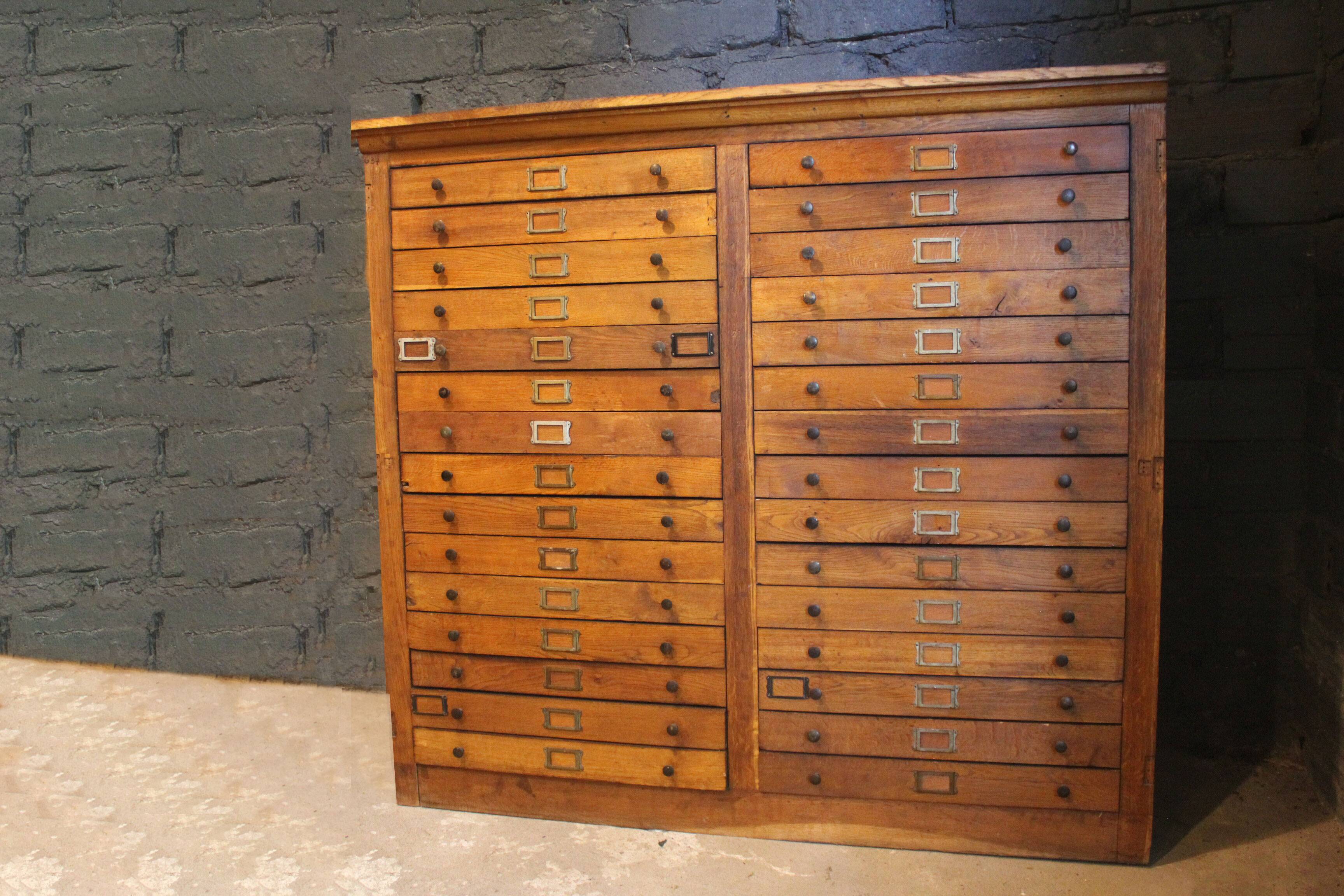Oak craft cabinet – 60 drawers with label holders