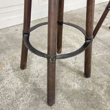 Three 1970s oak bar stools