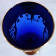 12 cobalt blue and gold Murano glass flutes, mid-20th century.