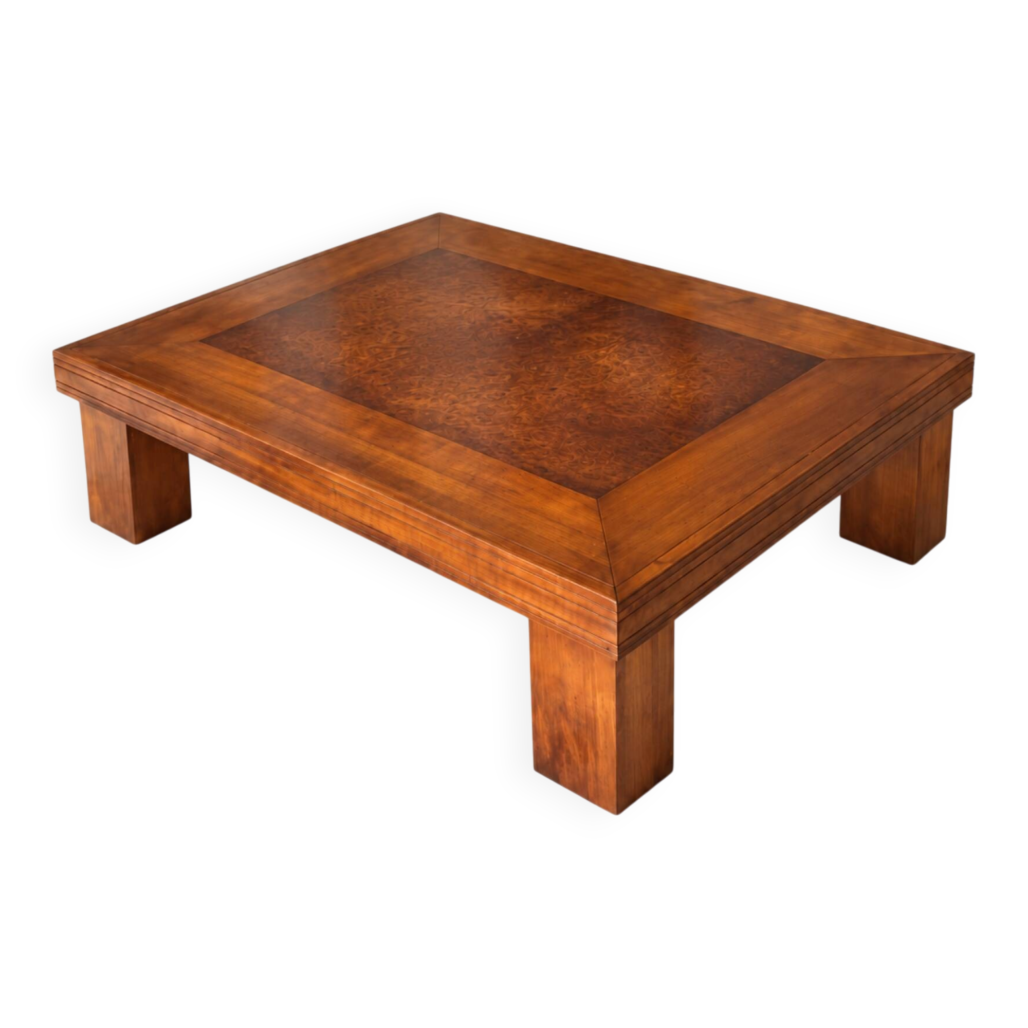 Grande table basse extensible en merisier & loupe de noyer – 1996