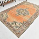 Green & Orange Turkish Vintage Rug, 182x286Cm