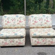 2 modular vintage bench armchairs with floral pattern – Cottage Style