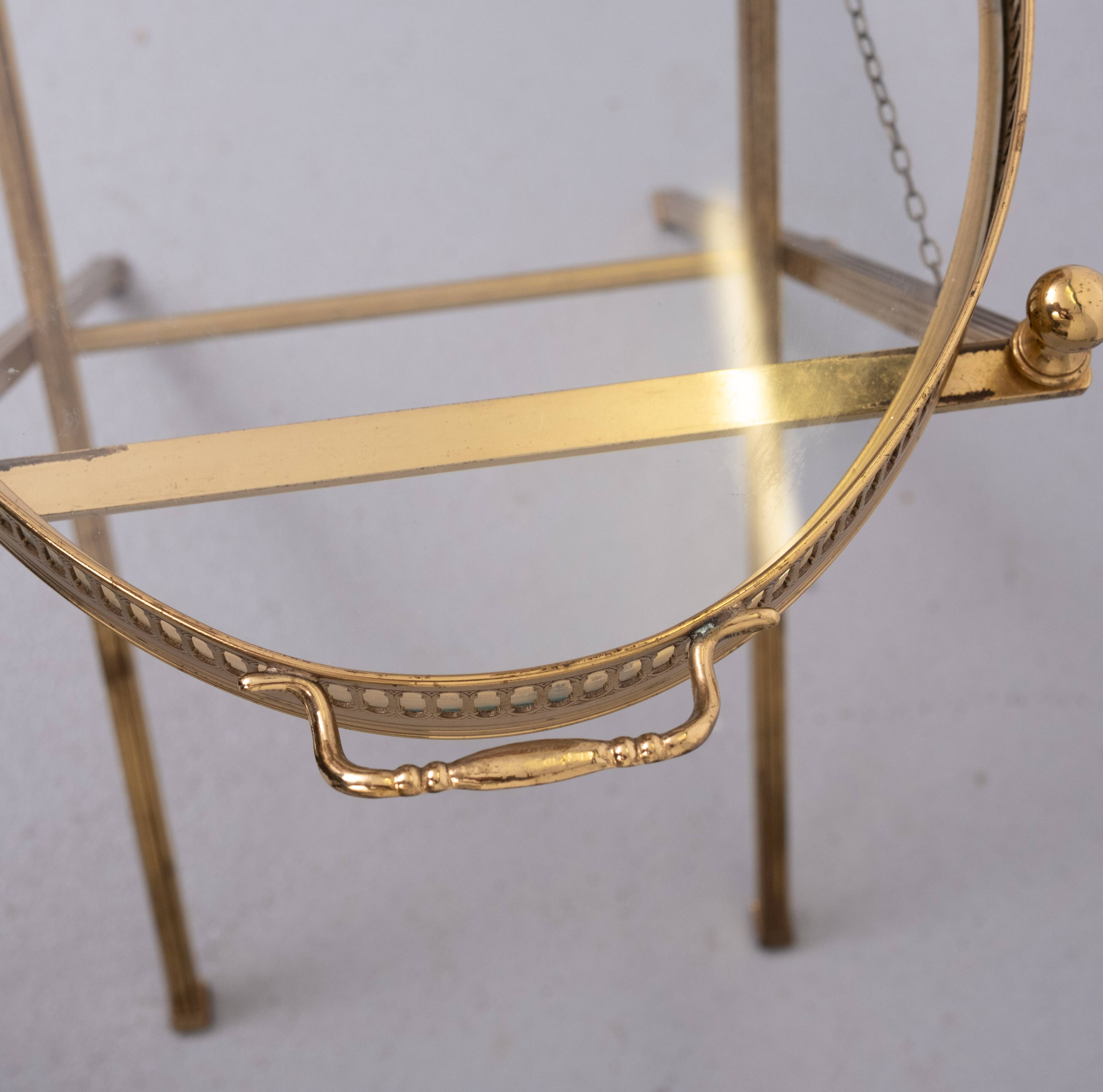 small Brass folding serving tray table 1970 France