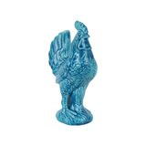 Vintage Chinese Glazed Ceramic Turquoise Rooster Chicken Statue Sculpture