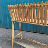 Large vintage bamboo and rattan planter