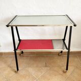 Glass and metal serving trolley, 1960s