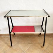 Glass and metal serving trolley, 1960s