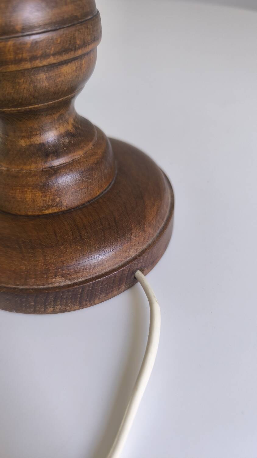 1950s turned wood table lamp
