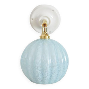 Applique en verre de - clichy bleu