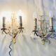 19th century Lyres wall lights in bronze, brass and glass pendants