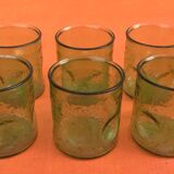 1970s (lot 2) 6 orangeade glasses Bubble and coloured glass