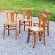 Set of 4 bistro chairs in beech and blond oak from the 50s