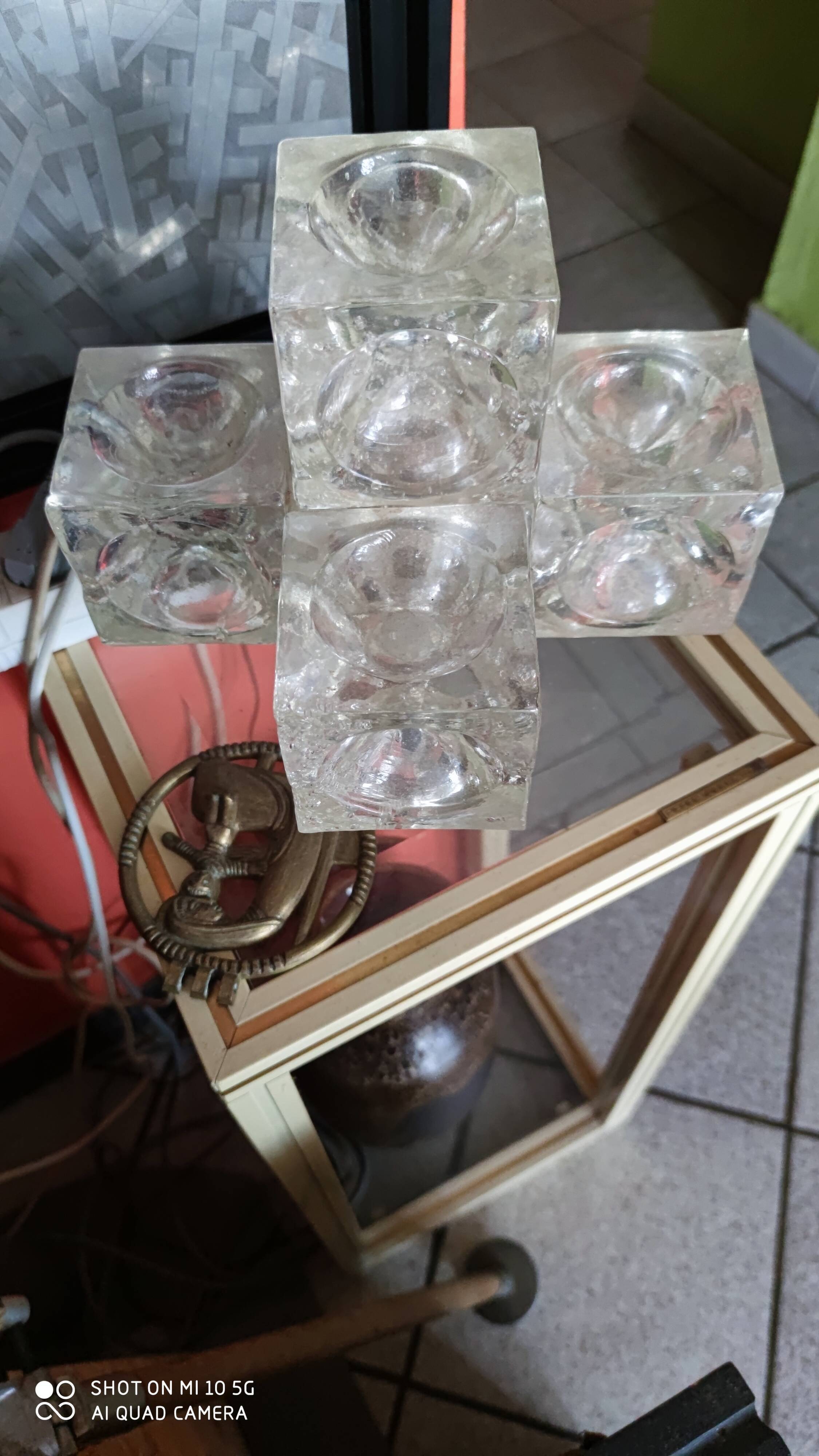 Ice cube glass lamp, circa 1960