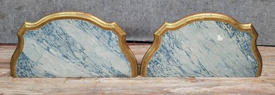 Pair of Louis XV style wall consoles in gilded wood