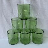 6 vintage green glasses