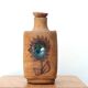Ceramic bottle from la colombe pottery, floral decoration, 70s
