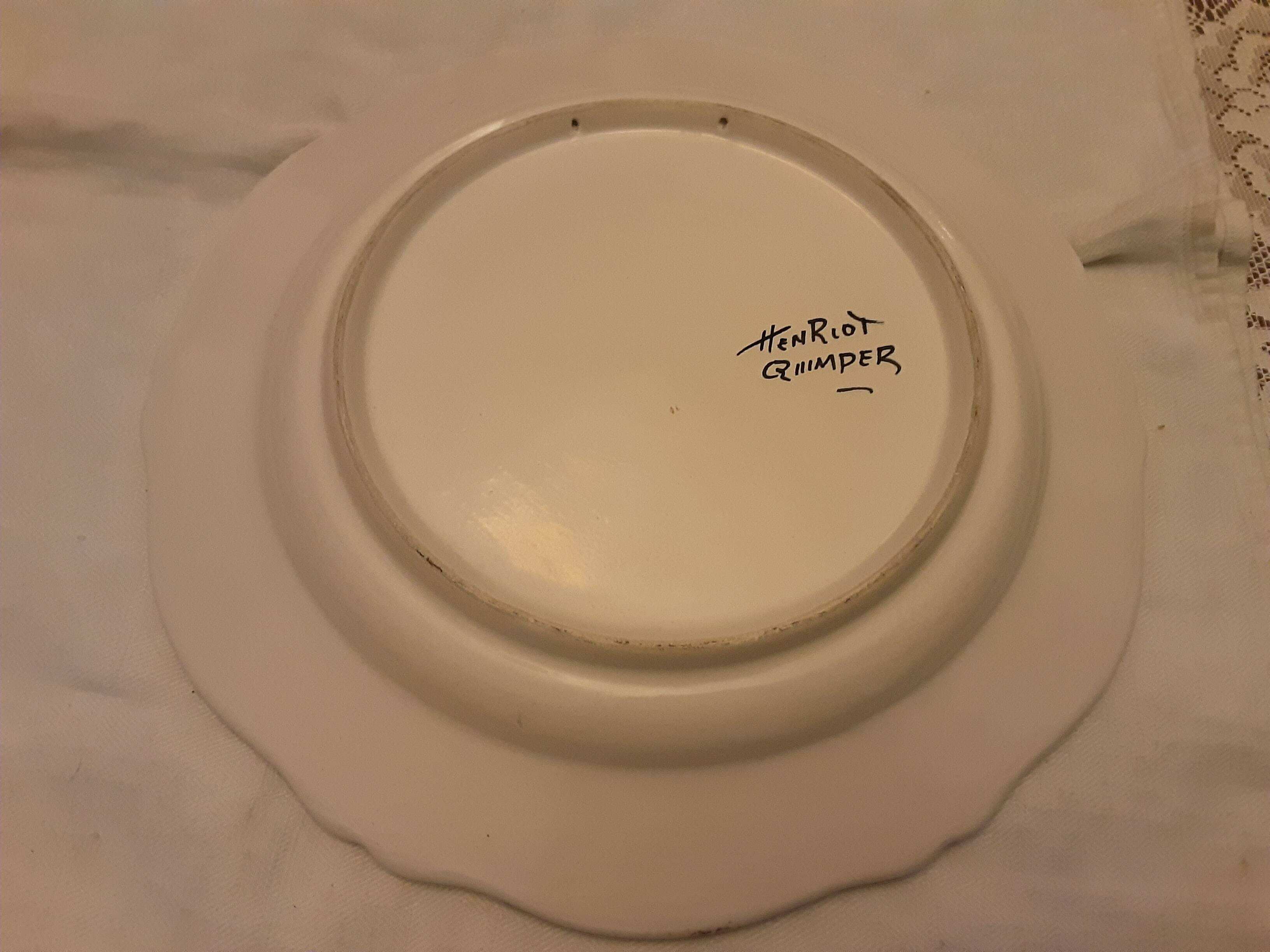 Plate faience henriot quimper model oq blue