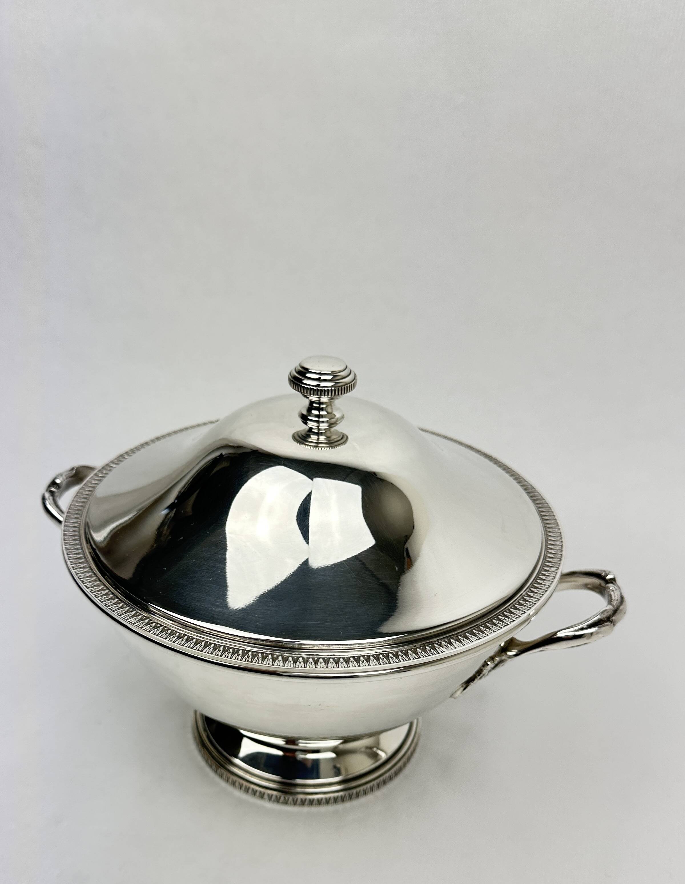 Vegetable Dish, Silver Metal Soup Tureen, Empire Style, Malmaison