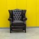 Vintage leather chesterfield wingback armchair (price is for one)