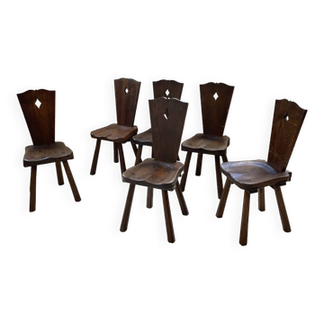 Chaises chêne massif chapo savoyarde art populaire