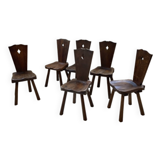 Solid oak chapo savoyard folk art chairs