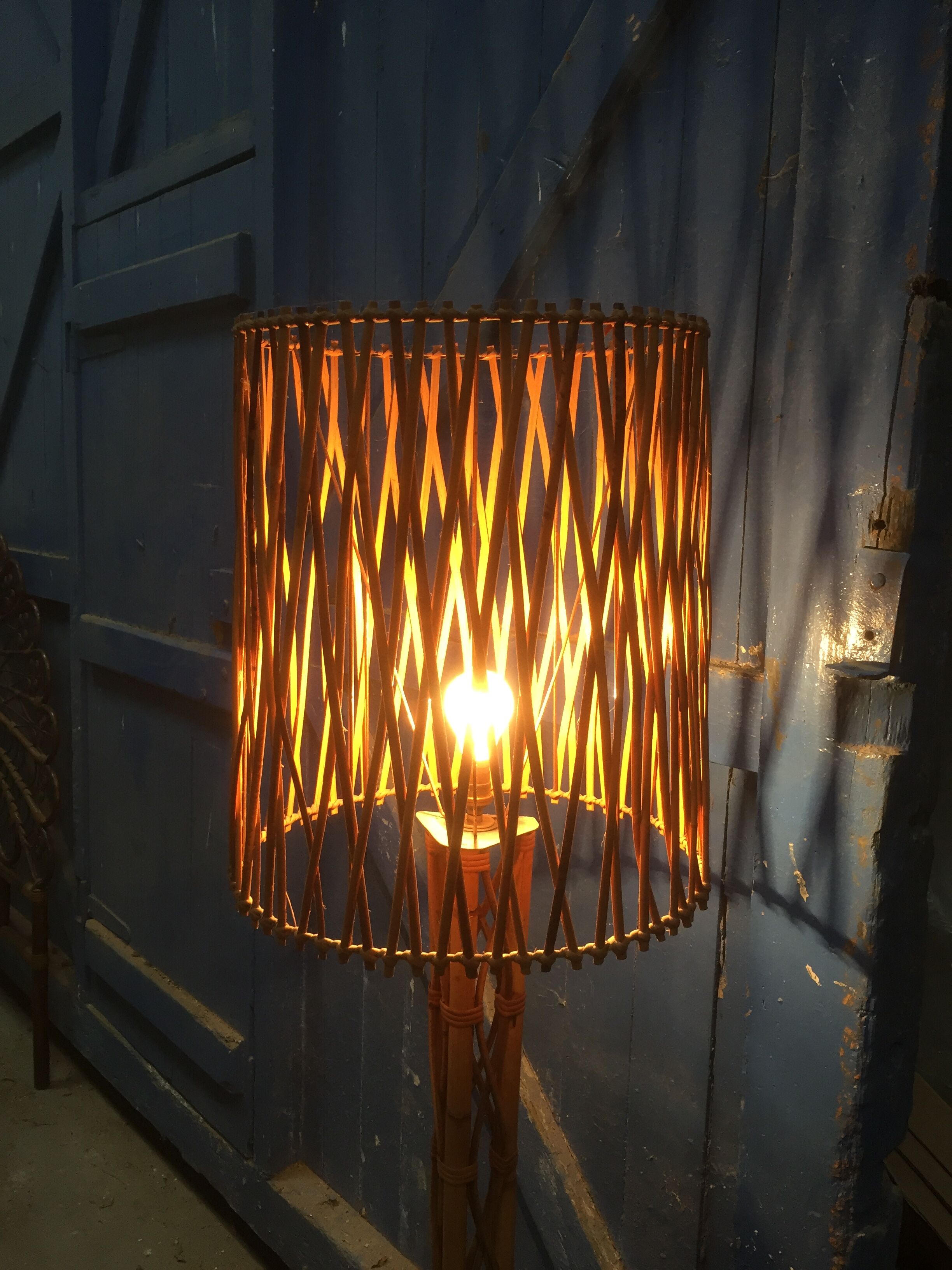 Vintage rattan floor lamp