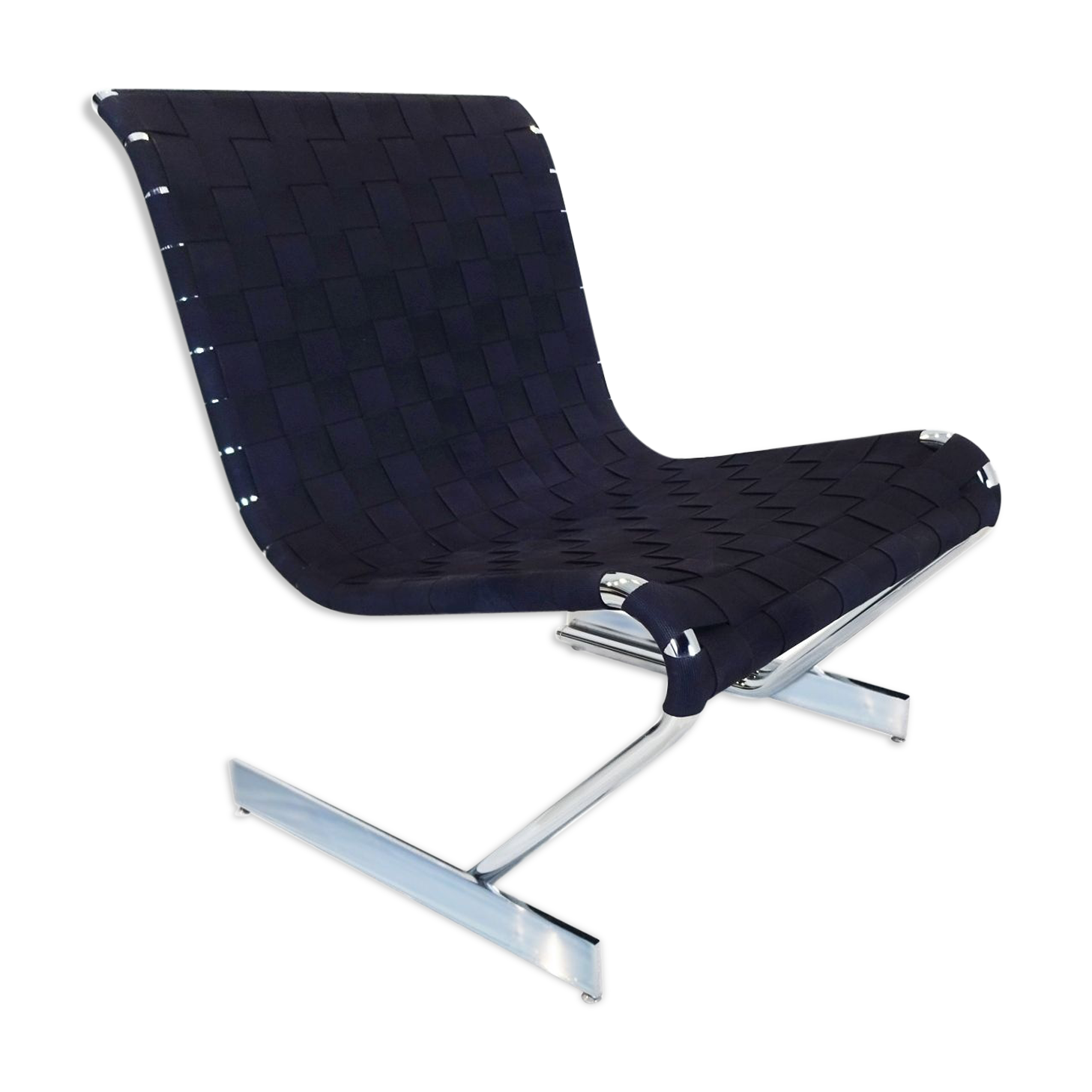Scandinavian mid-century armchair in chrome and plaiting
