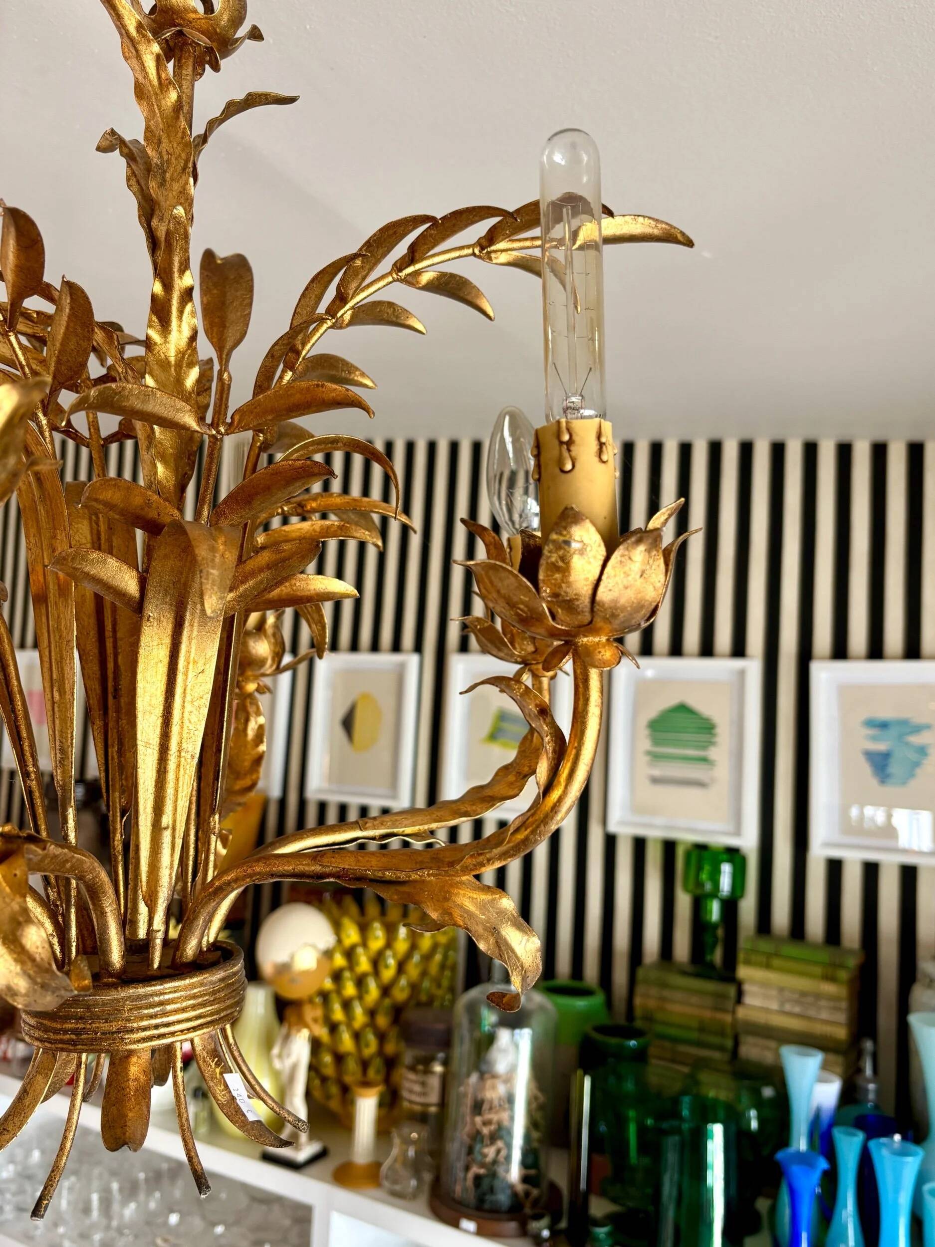 6-light chandelier in gold metal