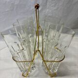 Set of 6 lemonade glasses with brass support