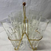 Set of 6 lemonade glasses with brass support