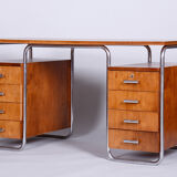 Bauhaus Restored Writing Desk Made in 1930s by Robert Slezak, Czechia, Beech Plywood, High Gloss