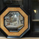 Octagonal vintage wooden mirror of the 1970s - 72cm