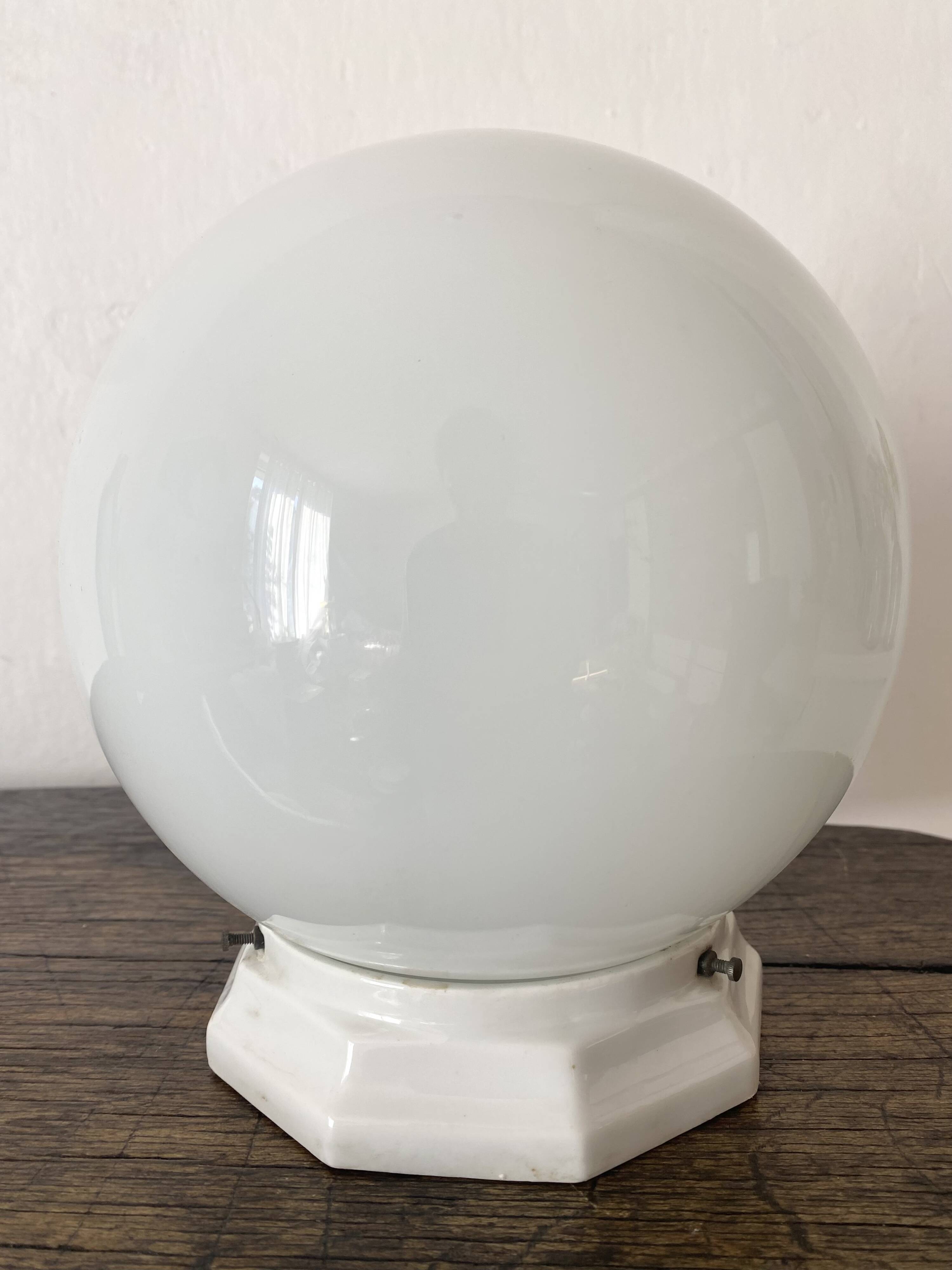 Art Deco ceiling light in opaline and ceramic