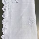 FM embroidered linen pillowcase English embroidery