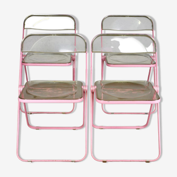 Série de 4 chaises Plia par Giancarlo Piretti pour Castelli