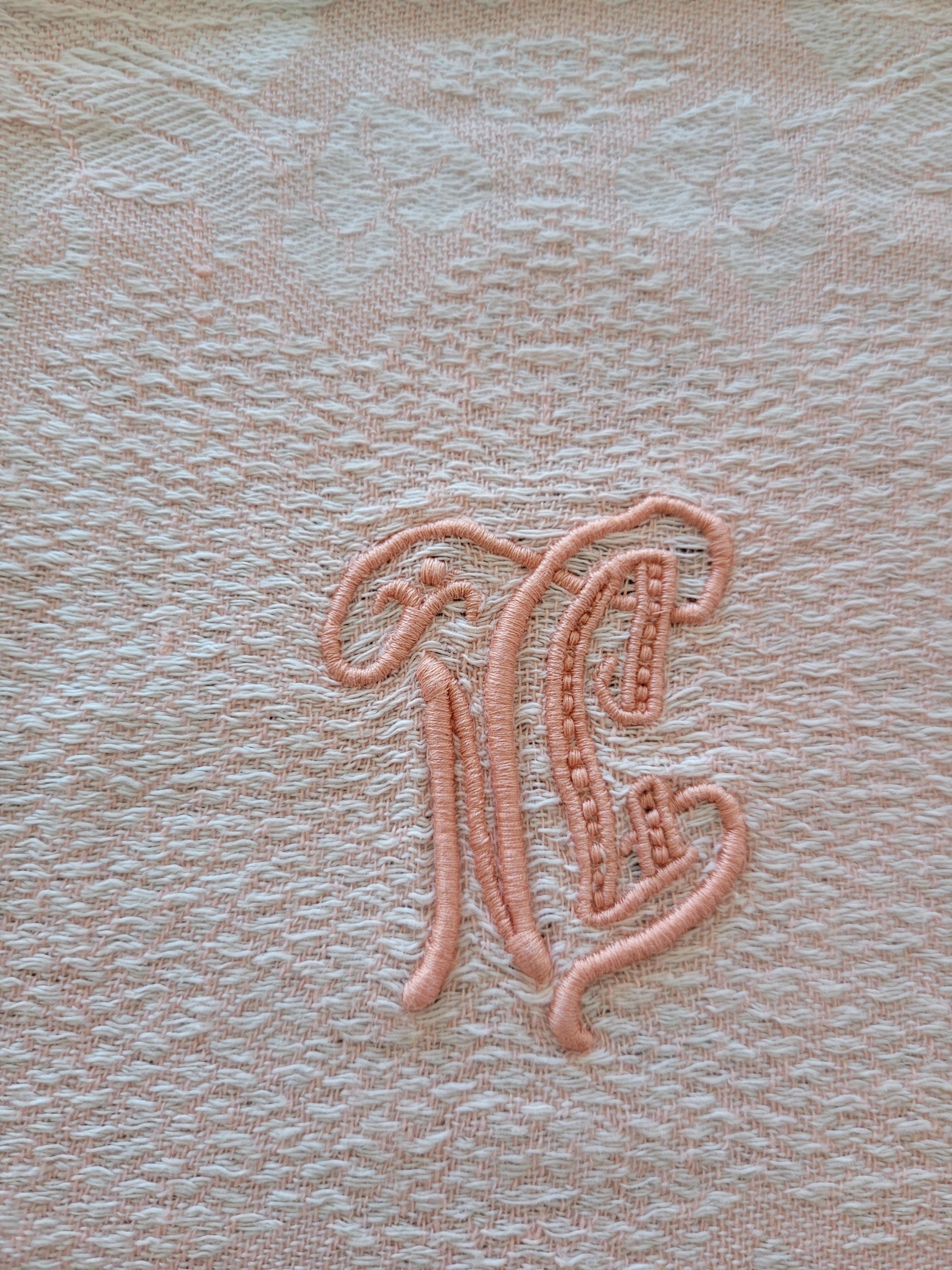 9 pink art deco towels monogrammed NC