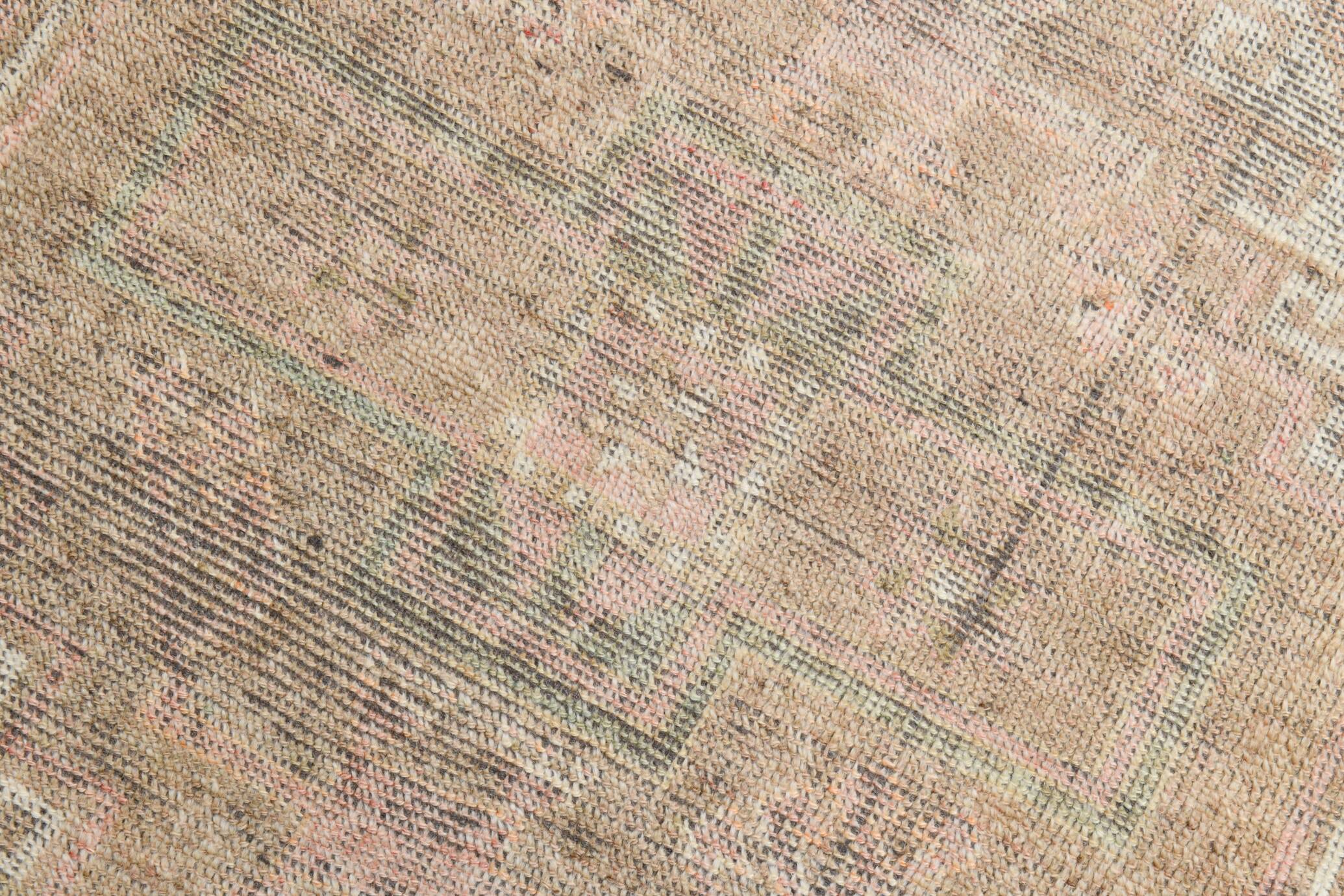 3x10 Cream Brown Soft Vintage Runner Rug 90x306Cm SK 21941