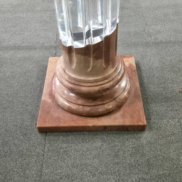 Dinning table by fabianart with 2 doric columns marble & acrylic - italy 1980's