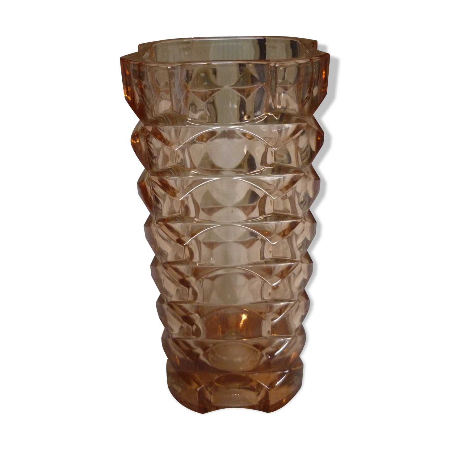 Pink vintage pressed glass vase