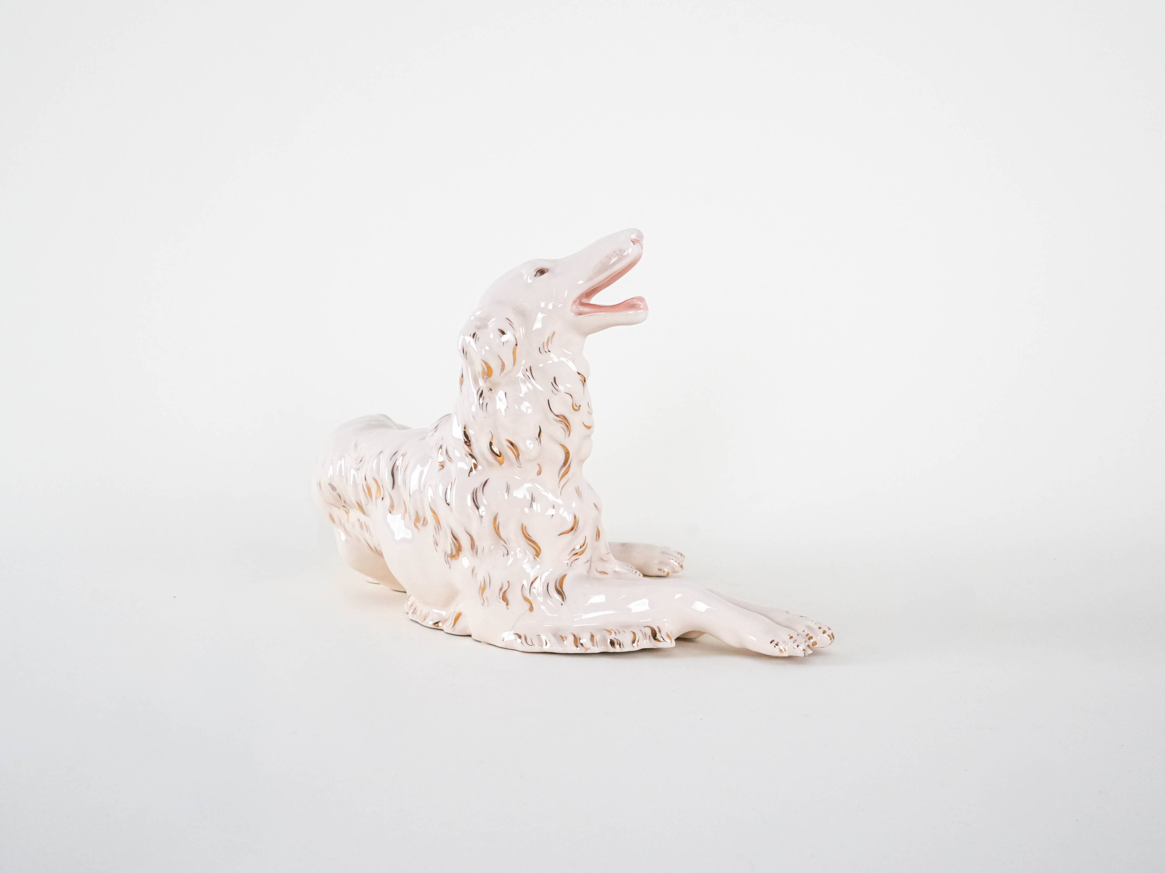 Porcelain figurine of a Borzoi dog, 1960s, made in Europe