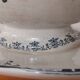 Gravy boat on foot in blue/green iron clay model "Mignon", H & Cie Sarreguemines