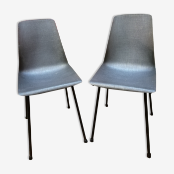 Duo chairs fantasia grises - vintage 1960