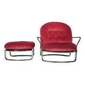 Chaise longue en velours rose et chrome Carlo de Carli pour Cinova